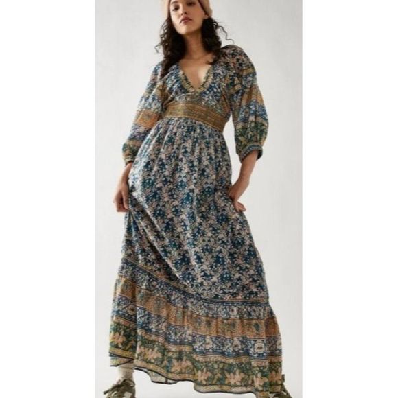 Free People Dresses & Skirts - NEW Free People Golden Hour Maxi Dress in Blue Combo, Floral Boho S